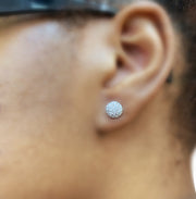 14K White Gold Pave Diamond Stud Earrings