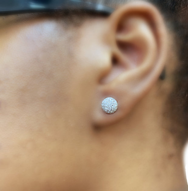 14K White Gold Pave Diamond Stud Earrings