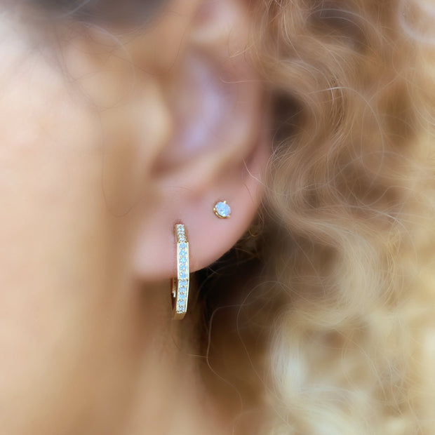 14K Yellow Gold Hexagon Hoop Earrings