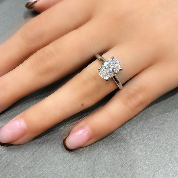 14K White Gold 2.00ct Solitaire Oval Lab Grown Diamond Engagement Ring