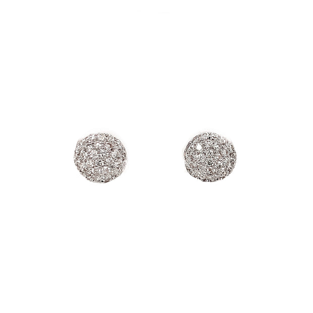 14K White Gold Pave Diamond Stud Earrings