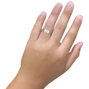 6MM Yellow/White Gold Carved Satin Wedding Band