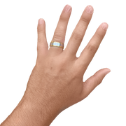 7MM Yellow/White Gold Carved Satin Wedding Band