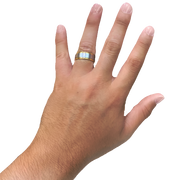 8MM Yellow/White Gold Carved Satin Wedding Band