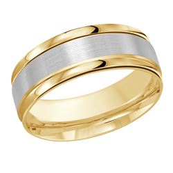 8MM Yellow/White Gold Carved Satin Wedding Band