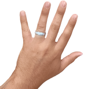 6MM White Gold Carved Scratched Wedding Band