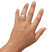 6MM White Gold Carved Roll Wedding Band
