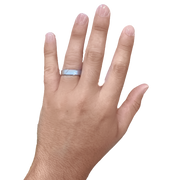 6MM White Gold Carved Satin Wedding Band