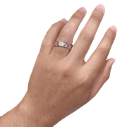 6MM White Gold Carved Satin Wedding Band