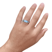 6MM White Gold Carved Satin Wedding Band