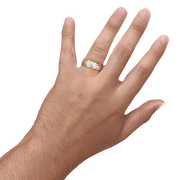 7MM White/Pink Gold Carved Flap Wedding Band