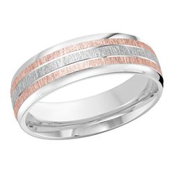 7MM White/Pink Gold Carved Flap Wedding Band