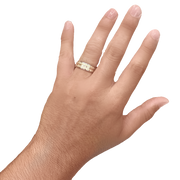 7MM White/Yellow Gold Carved Hammered Wedding Band