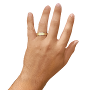 6MM White/Yellow Gold Carved Sandblast Wedding Band
