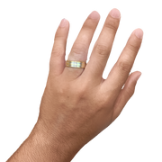 6MM Yellow/White Gold Carved Satin Wedding Band