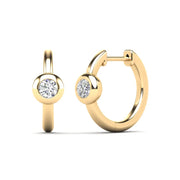 14K Solid Gold Small Hoop Diamond Earrings