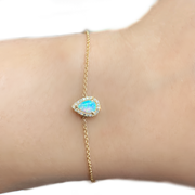 14K Opal and Diamond Halo Bracelet