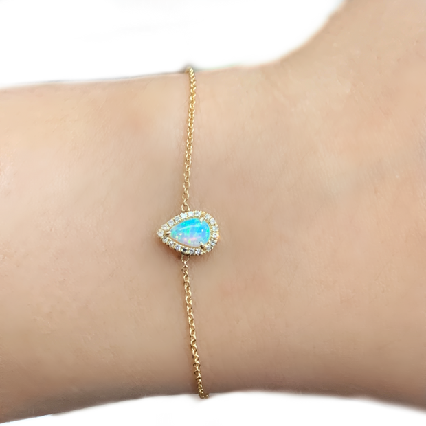 14K Opal and Diamond Halo Bracelet