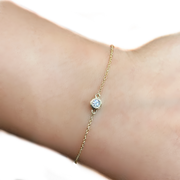 14K Lab Grown Bezel Set Station Bracelet
