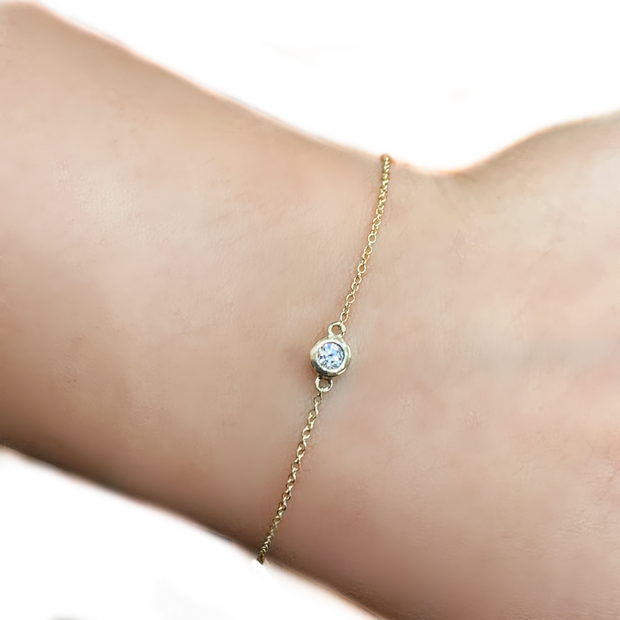 14K Lab Grown Bezel Set Station Bracelet