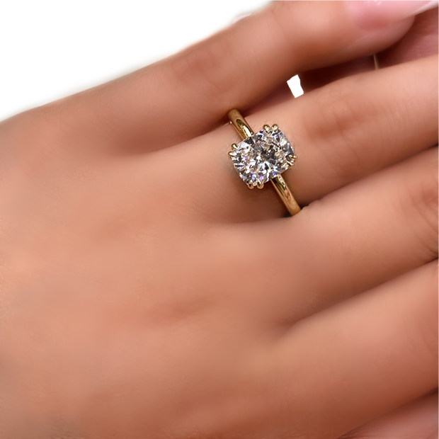 2.43ct Solitaire Laboratory Grown Elongated Cushion Cut Diamond Engagement Ring
