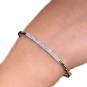 14K White Gold Double Row Diamond Bangle Bracelet