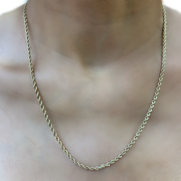 14K Solid Rope Chain 20"