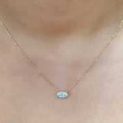 East West Solitaire Lab Grown Moval Diamond Pendant