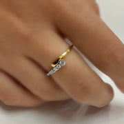 14k Yellow Gold and Diamond Bypass Ring