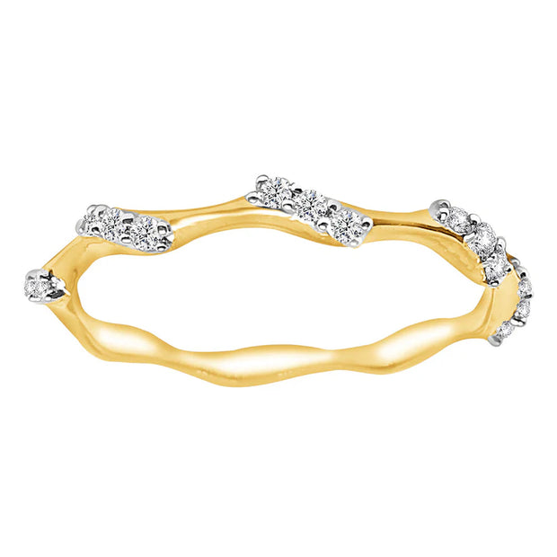 14K Diamond Wave Stackable Band