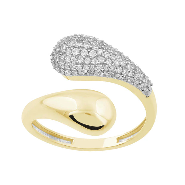 14K  Gold and Diamond Bypass Ring