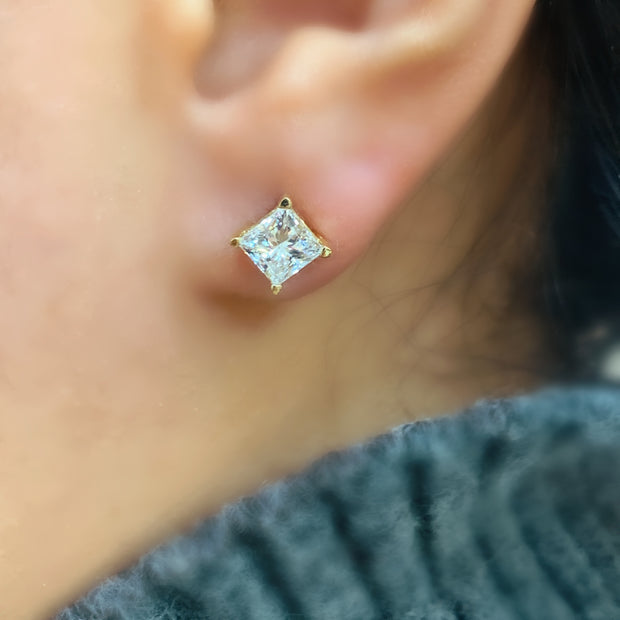 14K Gold 2.00tw Princess Cut Laboratory Grown Diamond Studs