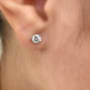 14k White Gold Laboratory Grown 2.00ctw Cushion- Cut Diamond Studs