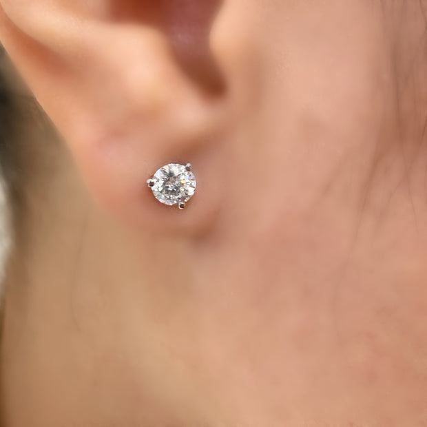 14k White Gold Laboratory Grown 2.00ctw Cushion- Cut Diamond Studs