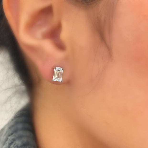 14K White Gold 2.00tw Emerald Cut Laboratory Grwon Diamond Studs