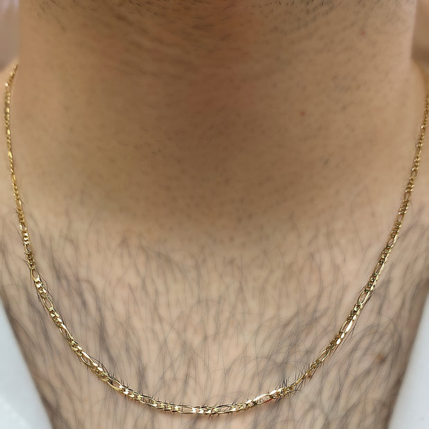 14K Gold Solid Figaro Chain 24" 1.8MM