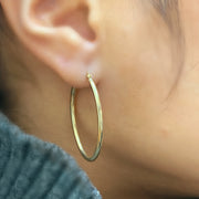 14K Gold Oval Hoop Earrings