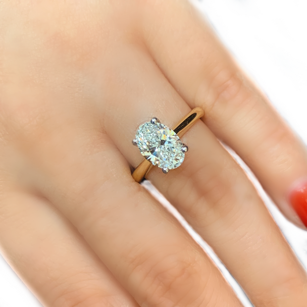14 Karat Gold 2.00ct Oval Lab Grown Solitaire Engagement Ring