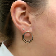 14K Two Tone Double Circle Earrings