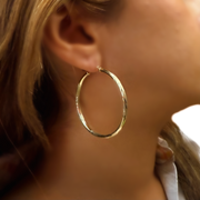 14K Yellow Gold 2" Hoop Earrings