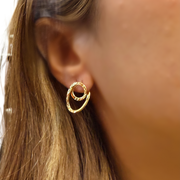 14K Yellow Gold Twisted Oval Post Earrings
