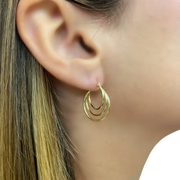 14K Yellow Gold Small Oval Hoop Earrings