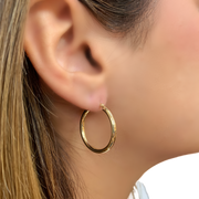 14K Yellow Gold Medium Hoop Earrings