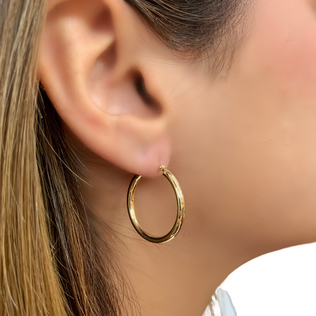 14K Yellow Gold Medium Hoop Earrings