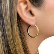 14K Yellow Gold Medium Hoop Earrings