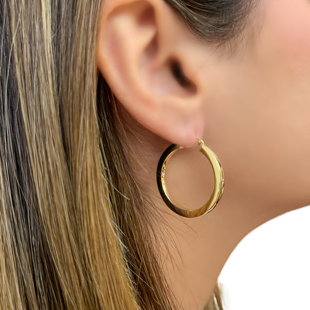 14K Yellow Gold Medium Hoop Earrings