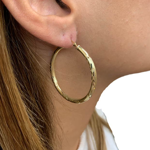 14K Yellow Gold Medium Hoop Earrings