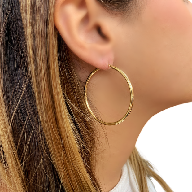 14K Yellow Gold Medium Hoop Earrings