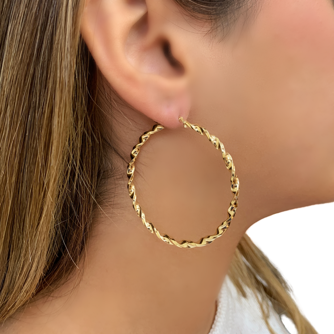 14K Yellow Gold Large Twisted Hoop Earrings – Martin Busch Jewelers