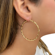 14K Yellow Gold Large Twisted Hoop Earrings